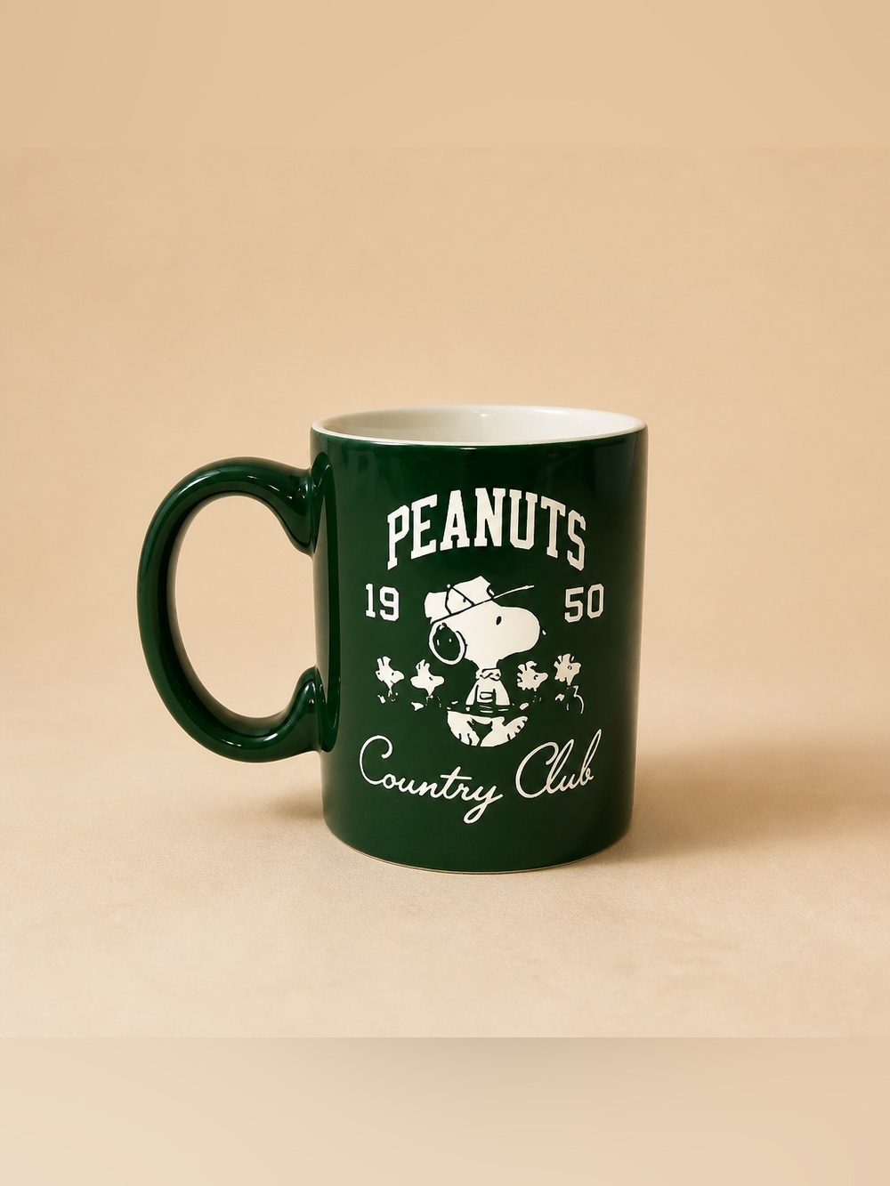 Peanuts Snoopy Country Club green ceramic mug 16-18oz.